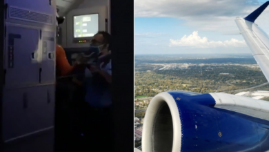 صورة بالفيديو.. مسافر يحاول فتح باب طائرة أثناء تحليقها في الأجواء الأميركية